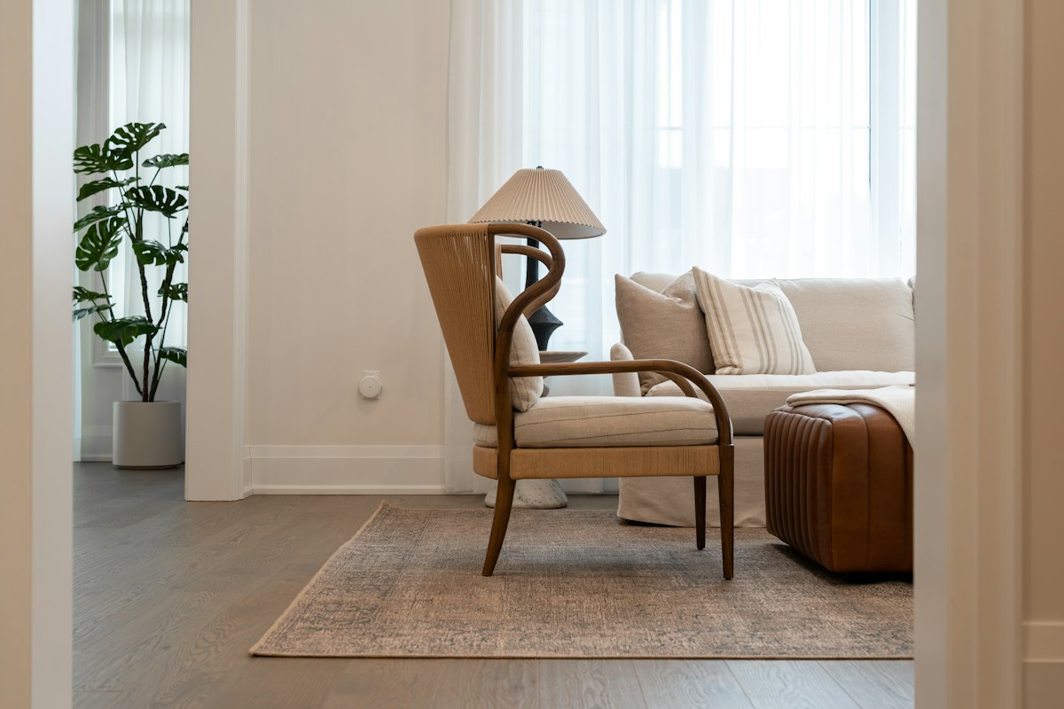 Cosy living room with an armchair and sofa