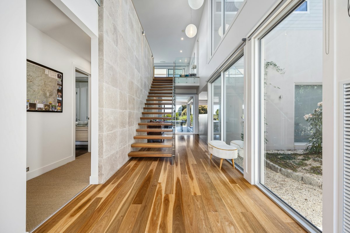 Timber floor and matching staircase in a house